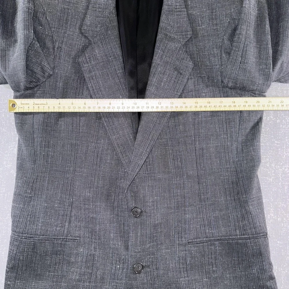 Pierre Cardin Blazer Mens 44 Gray Check Plaid Two Button Sport‎ Coat Jacket